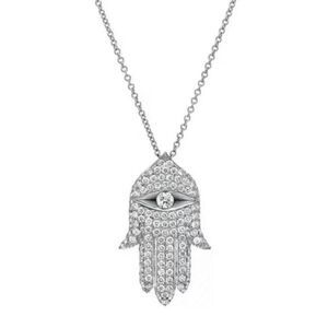 The Bling Hand White Sapphire & 925 Silver Hamsa necklace